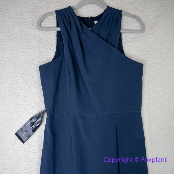New!‎ Kay Unger Talia Column Gown navy blue, women size 10 - Picture 4 of 16